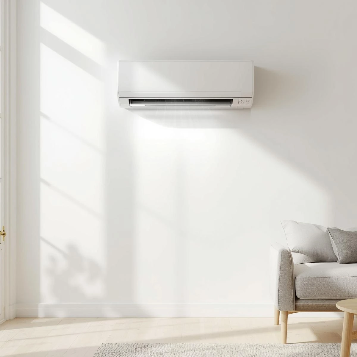 Aire acondicionado de diseño integrado en un salón moderno para un confort óptimo