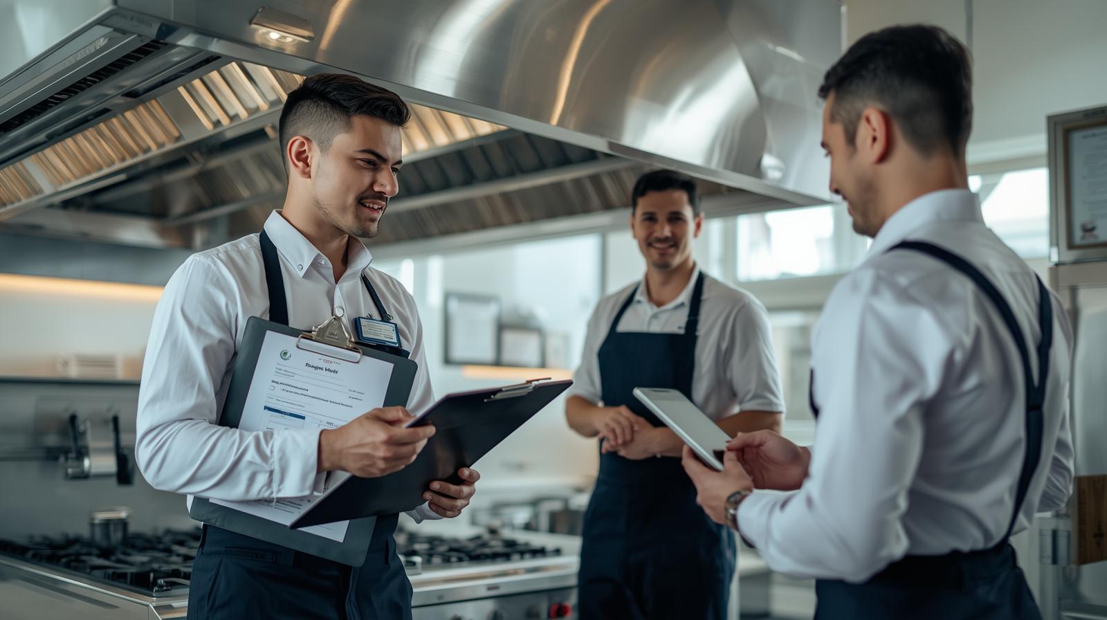 Técnico limpiando campana extractora